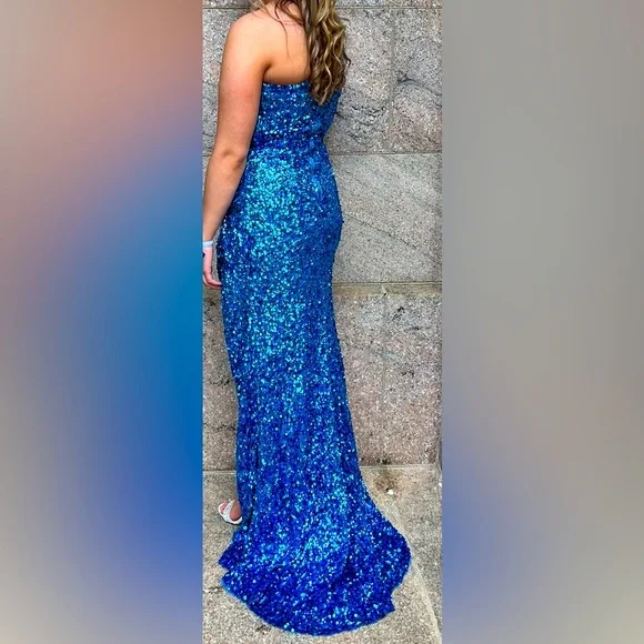 used sherri hill prom dress Sherri Hill Sparkling Hot Fix Prom Dress 57664 Silver / 10